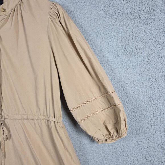 Who What Wear Midi Dress Size Medium Beige Puff Sleeve Peasant Cottagecore - Picture 3 of 15